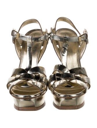 Saint Laurent Leather T-Strap Sandals