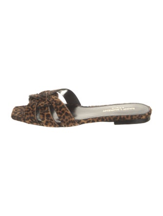 Saint Laurent Ponyhair Animal Print Slides