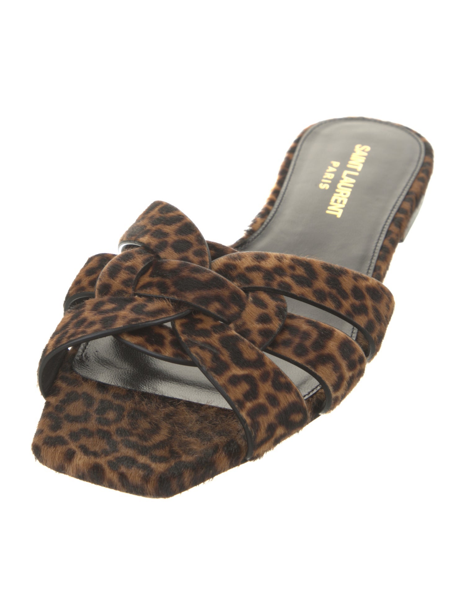 Saint Laurent Ponyhair Animal Print Slides