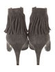 Saint Laurent Suede Fringe Trim Accent Lace-Up Boots