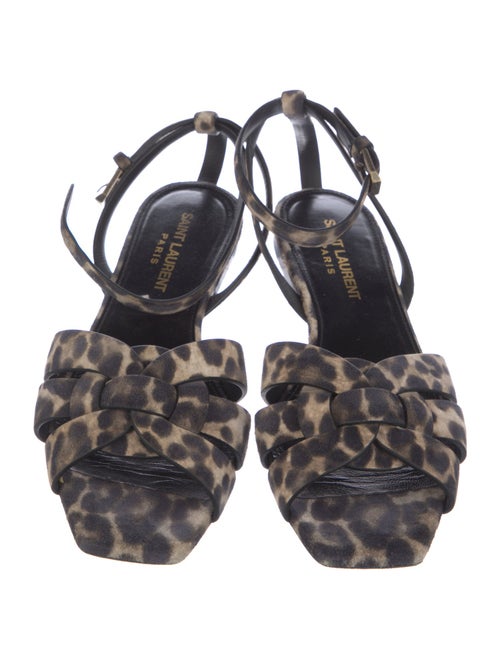 Saint Laurent Suede Animal Print Gladiator Sandals