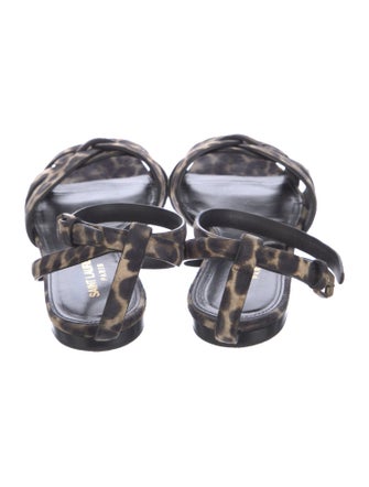 Saint Laurent Suede Animal Print Gladiator Sandals