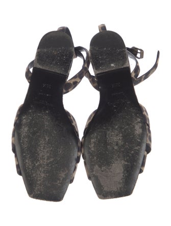 Saint Laurent Suede Animal Print Gladiator Sandals