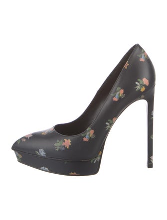 Saint Laurent Leather Floral Print Pumps