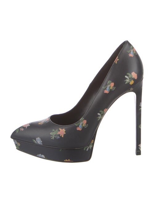 Saint Laurent Leather Floral Print Pumps