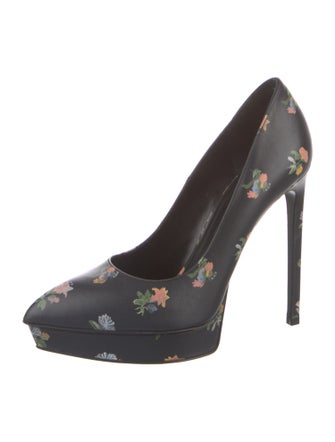 Saint Laurent Leather Floral Print Pumps