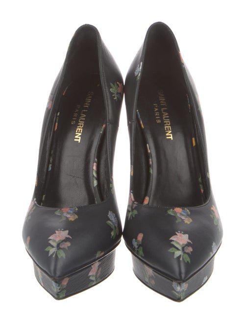 Saint Laurent Leather Floral Print Pumps