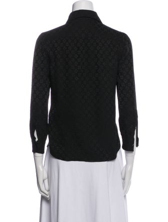 Saint Laurent Silk Three-Quarter Sleeve Button-Up Top
