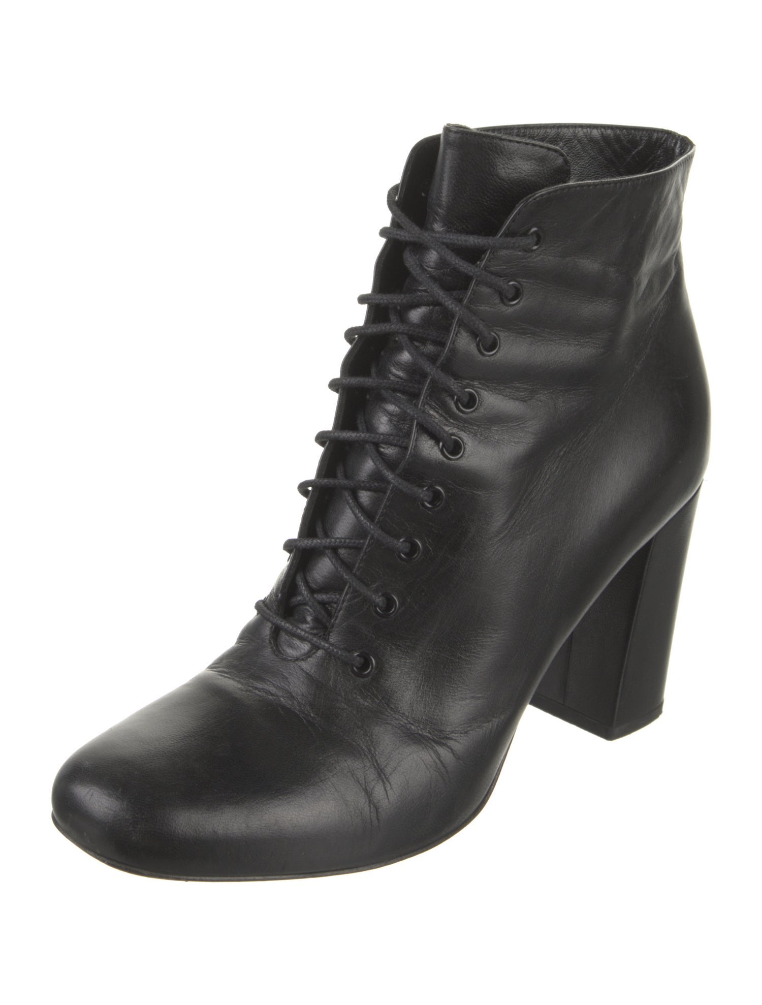 Saint Laurent Leather Lace-Up Boots