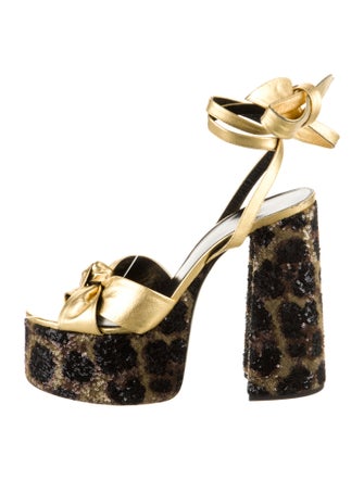 Saint Laurent Leather Sequin Embellishments Sandals
