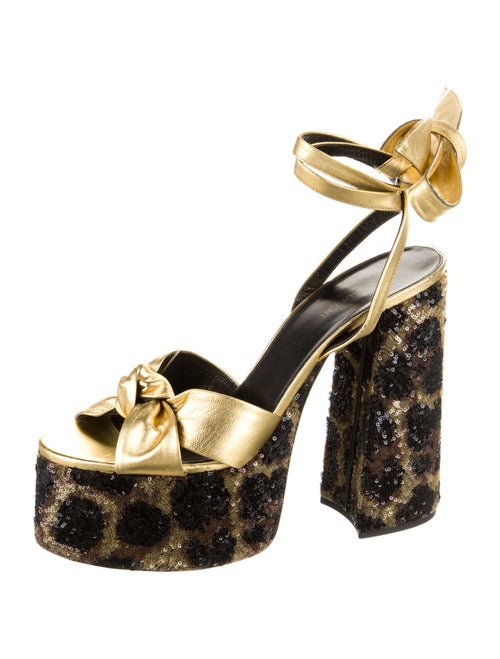 Saint Laurent Leather Sequin Embellishments Sandals