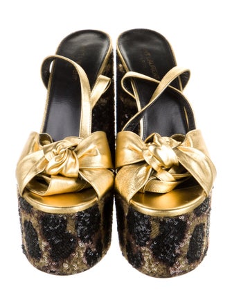 Saint Laurent Leather Sequin Embellishments Sandals