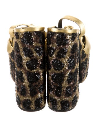 Saint Laurent Leather Sequin Embellishments Sandals