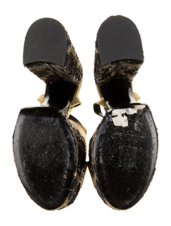 Saint Laurent Leather Sequin Embellishments Sandals