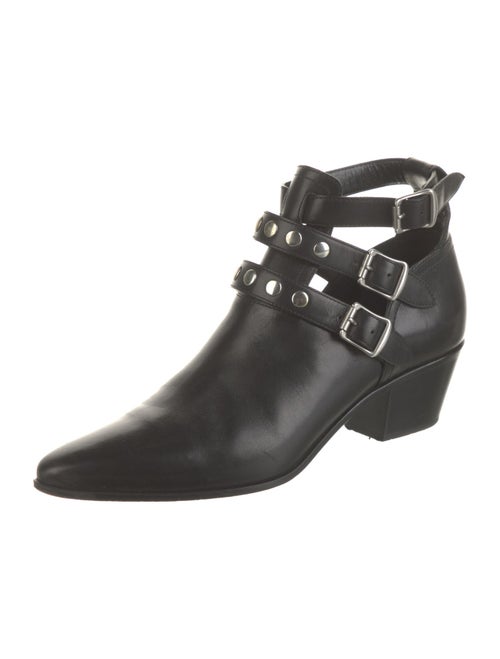 Saint Laurent Leather Studded Accents Western Boots