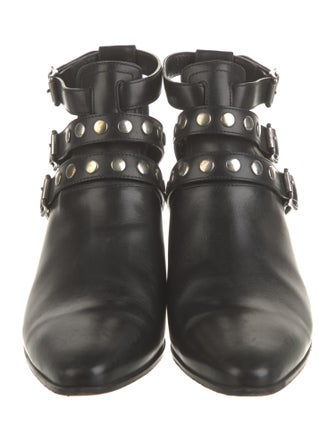 Saint Laurent Leather Studded Accents Western Boots