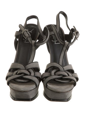 Yves Saint Laurent Rive Gauche Suede T-Strap Sandals