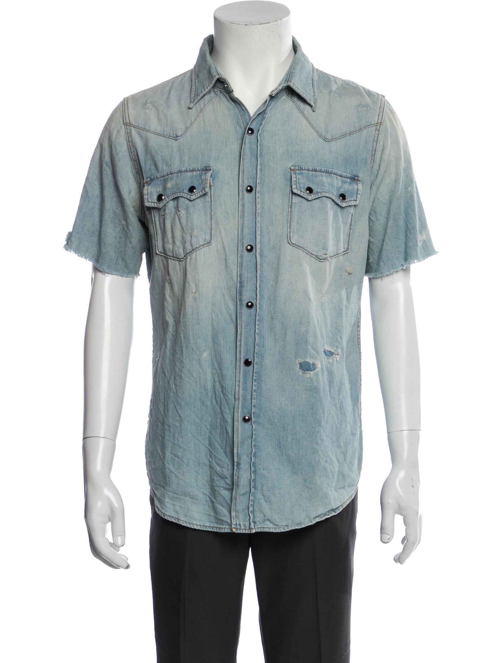 Saint Laurent 2016 Distressed Denim Shirt