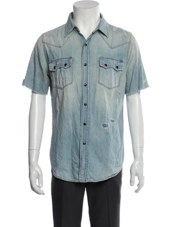 Saint Laurent 2016 Distressed Denim Shirt