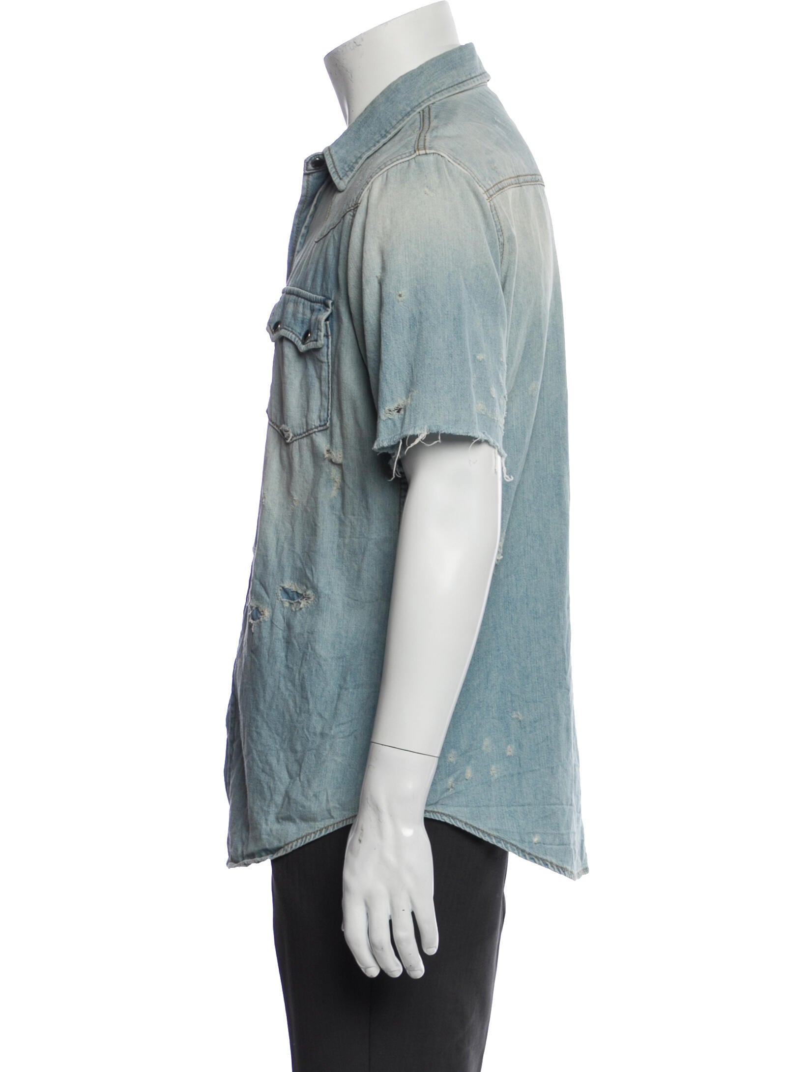 Saint Laurent 2016 Distressed Denim Shirt