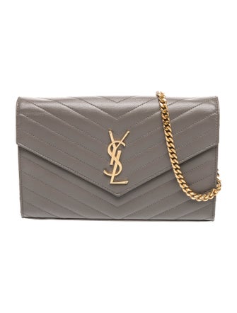 Saint Laurent Chevron Chevron Monogram Chain Wallet