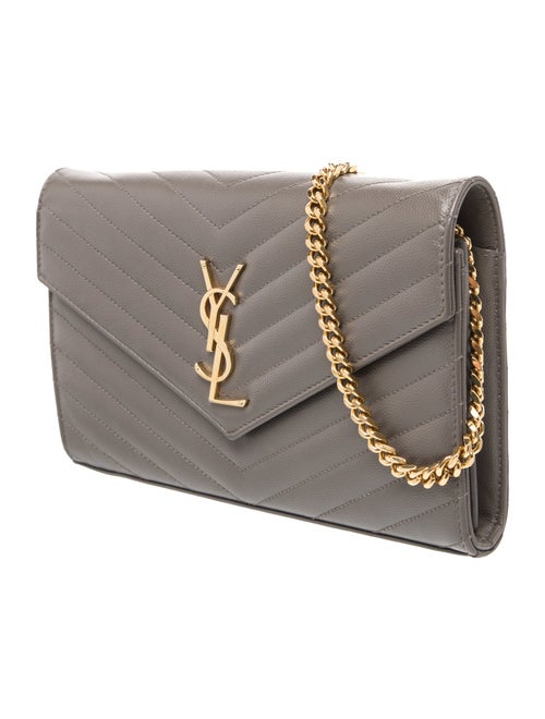 Saint Laurent Chevron Chevron Monogram Chain Wallet