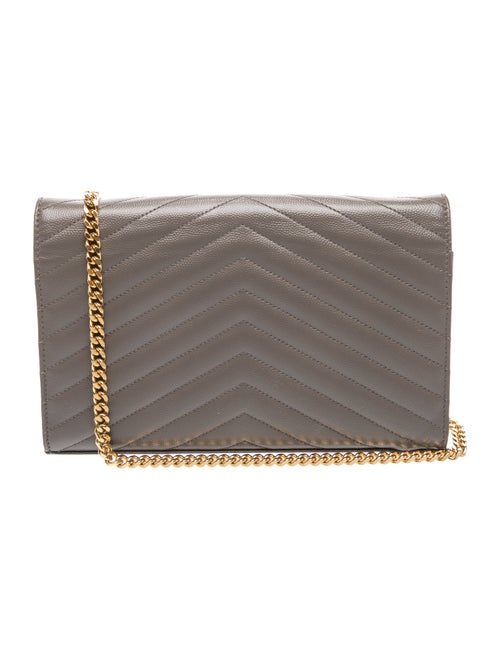 Saint Laurent Chevron Chevron Monogram Chain Wallet