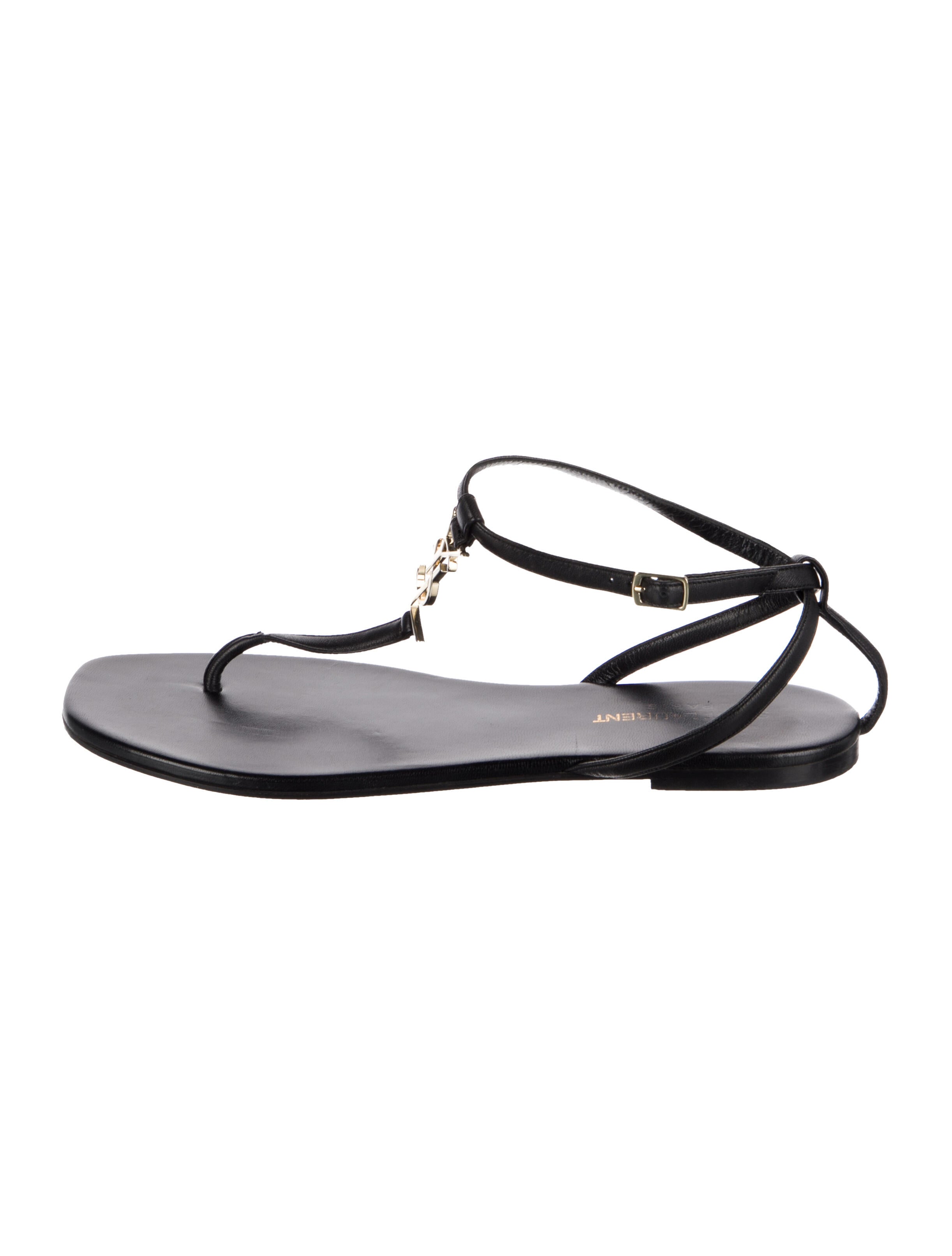 Saint Laurent Patent Leather T-Strap Sandals