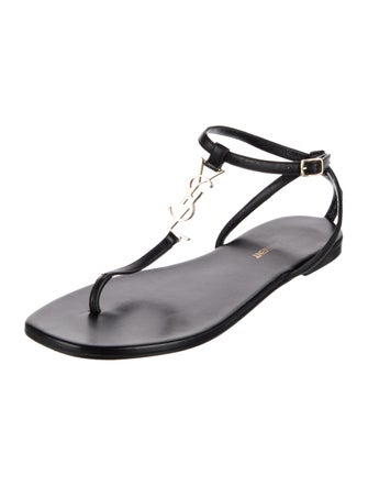 Saint Laurent Patent Leather T-Strap Sandals