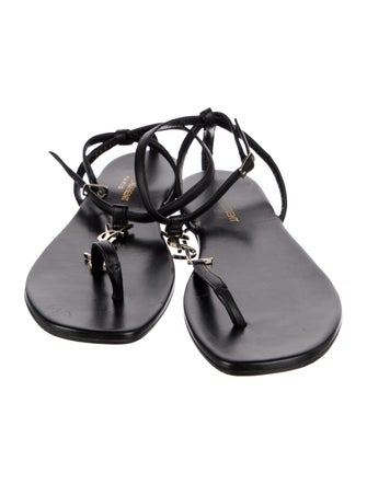 Saint Laurent Patent Leather T-Strap Sandals