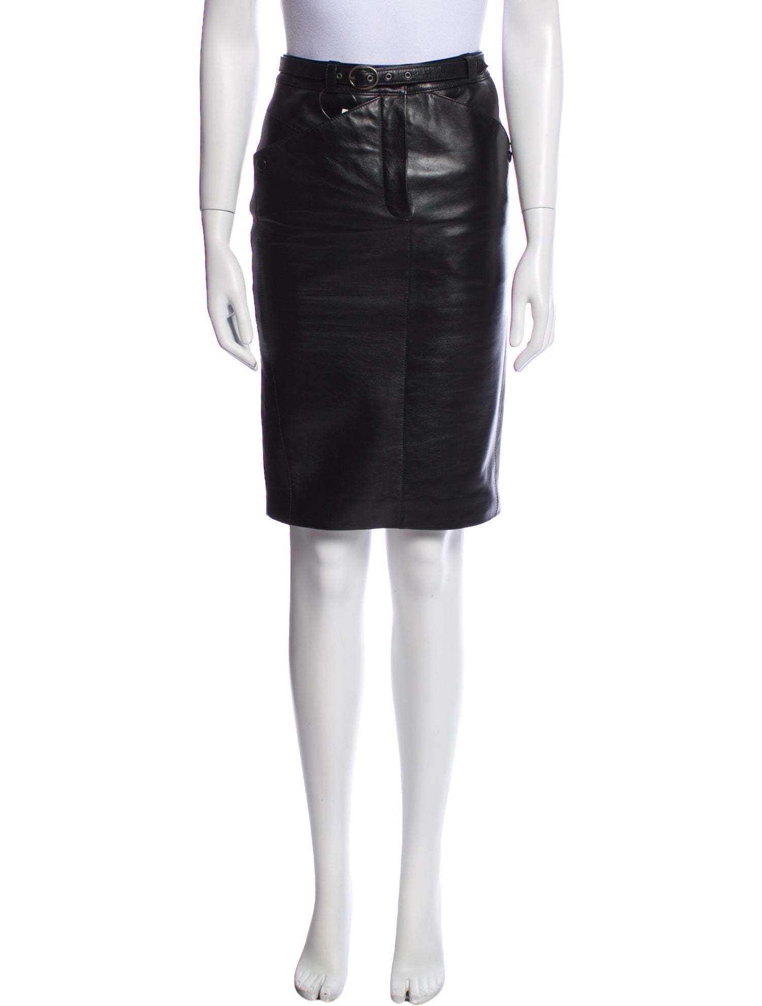 Saint Laurent Leather Knee-Length Skirt