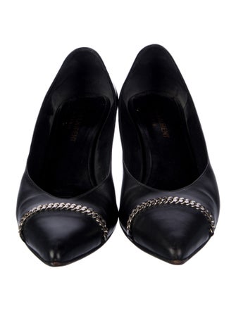 Saint Laurent Leather Chain-Link Accents Pumps