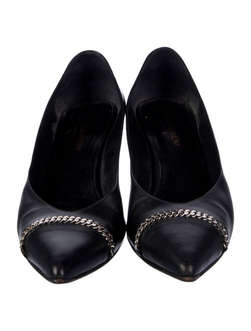 Saint Laurent Leather Chain-Link Accents Pumps