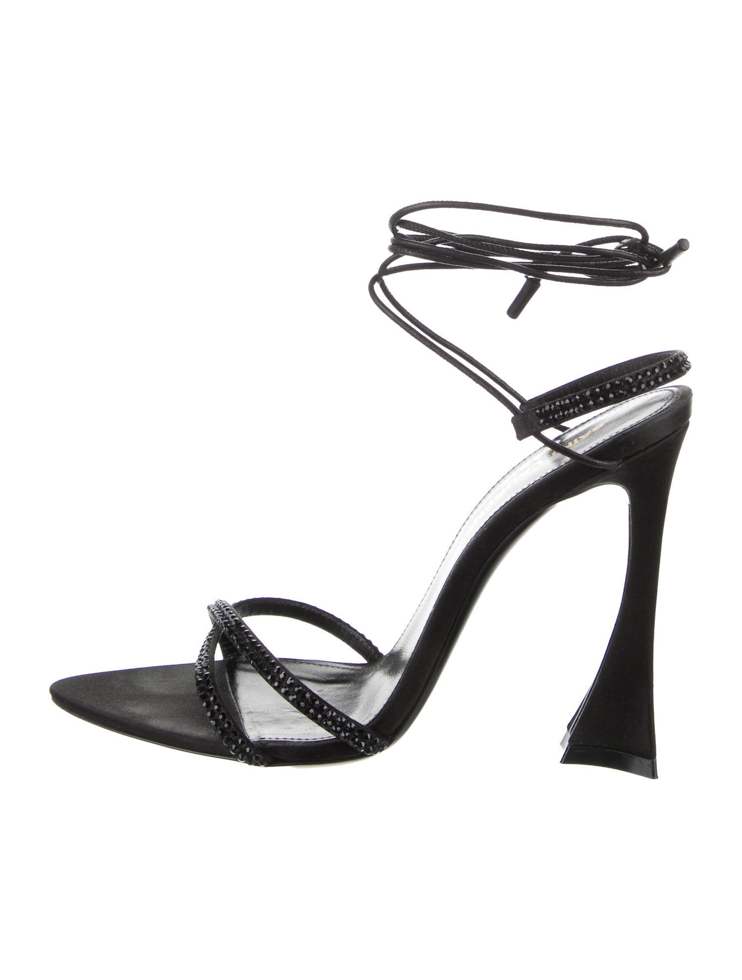 Saint Laurent Satin Crystal Embellishments Sandals