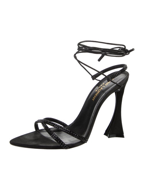Saint Laurent Satin Crystal Embellishments Sandals