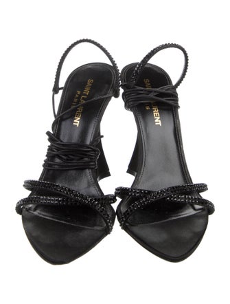 Saint Laurent Satin Crystal Embellishments Sandals