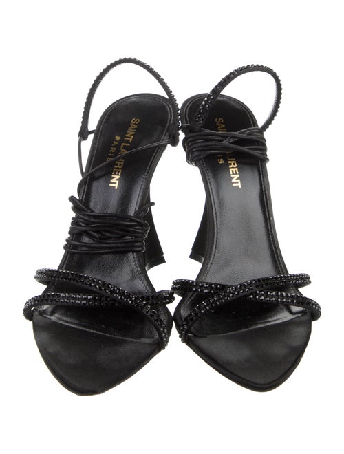 Saint Laurent Satin Crystal Embellishments Sandals