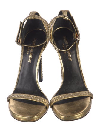 Saint Laurent Leather Studded Accents Sandals