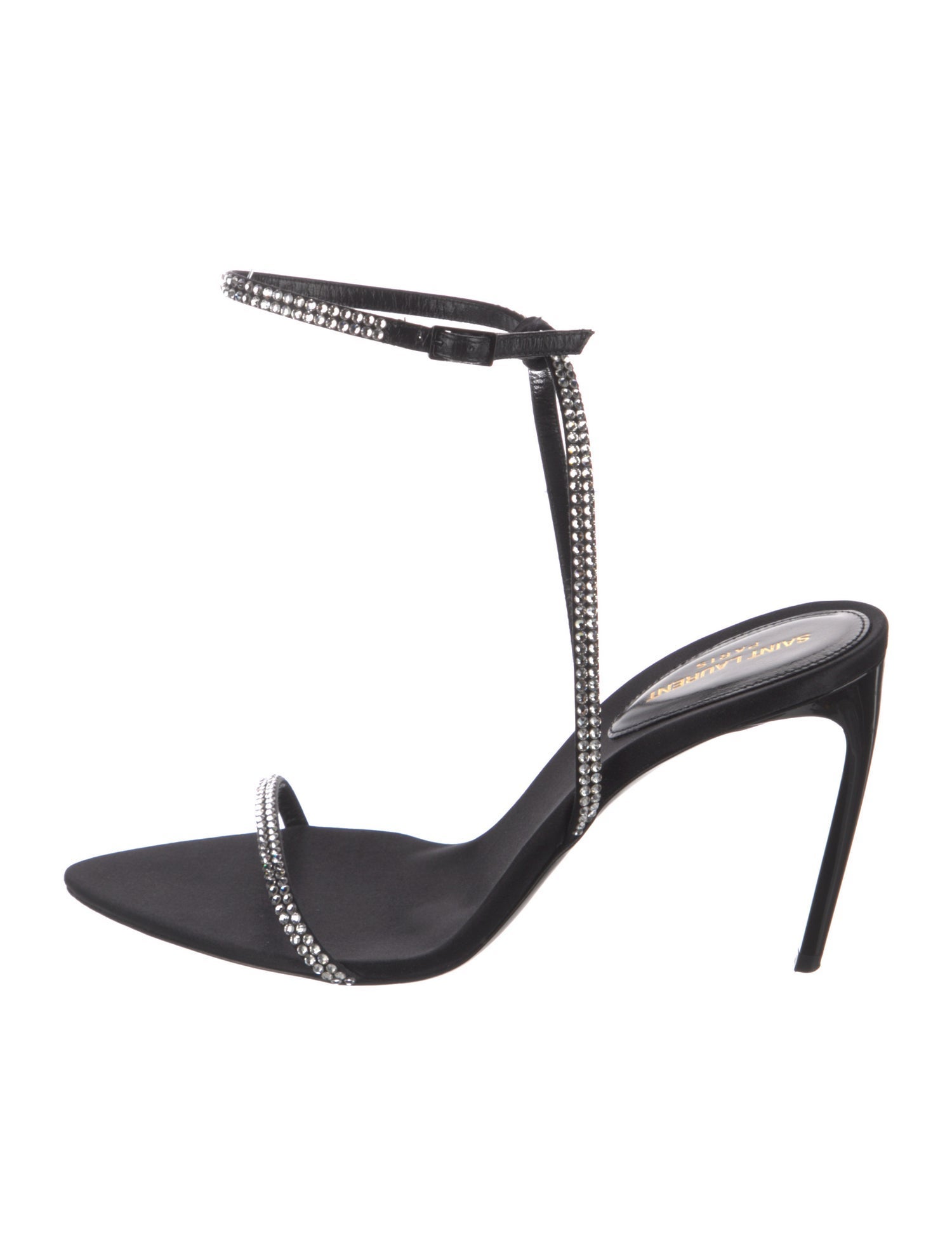 Saint Laurent Satin Crystal Embellishments Sandals