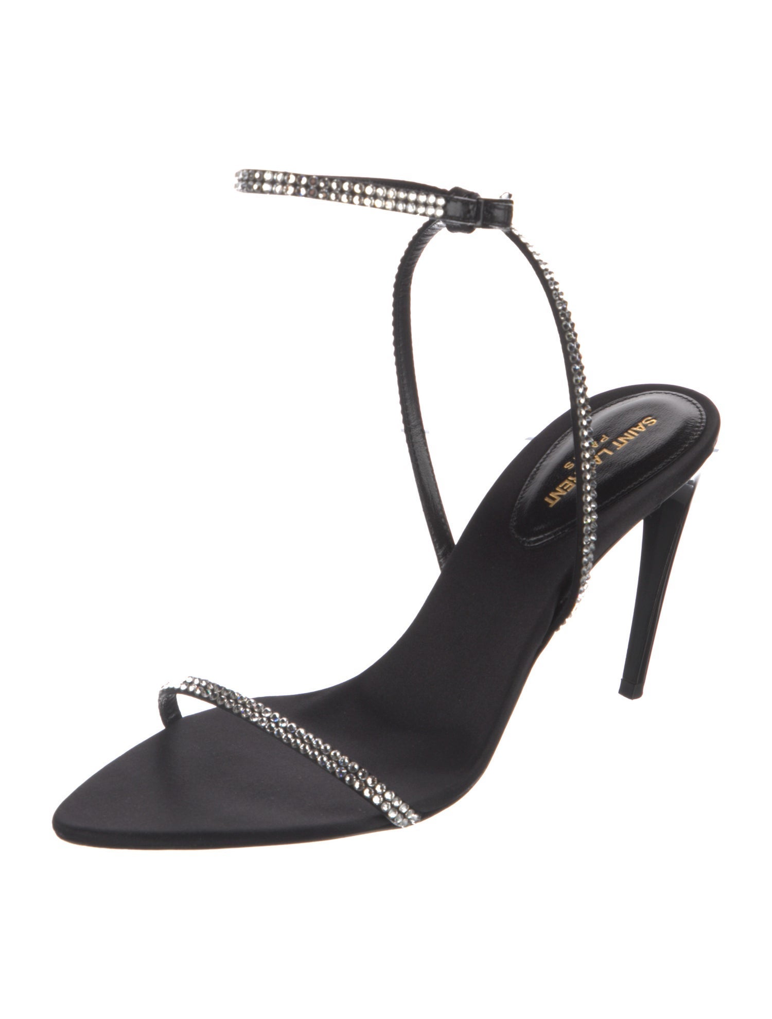 Saint Laurent Satin Crystal Embellishments Sandals