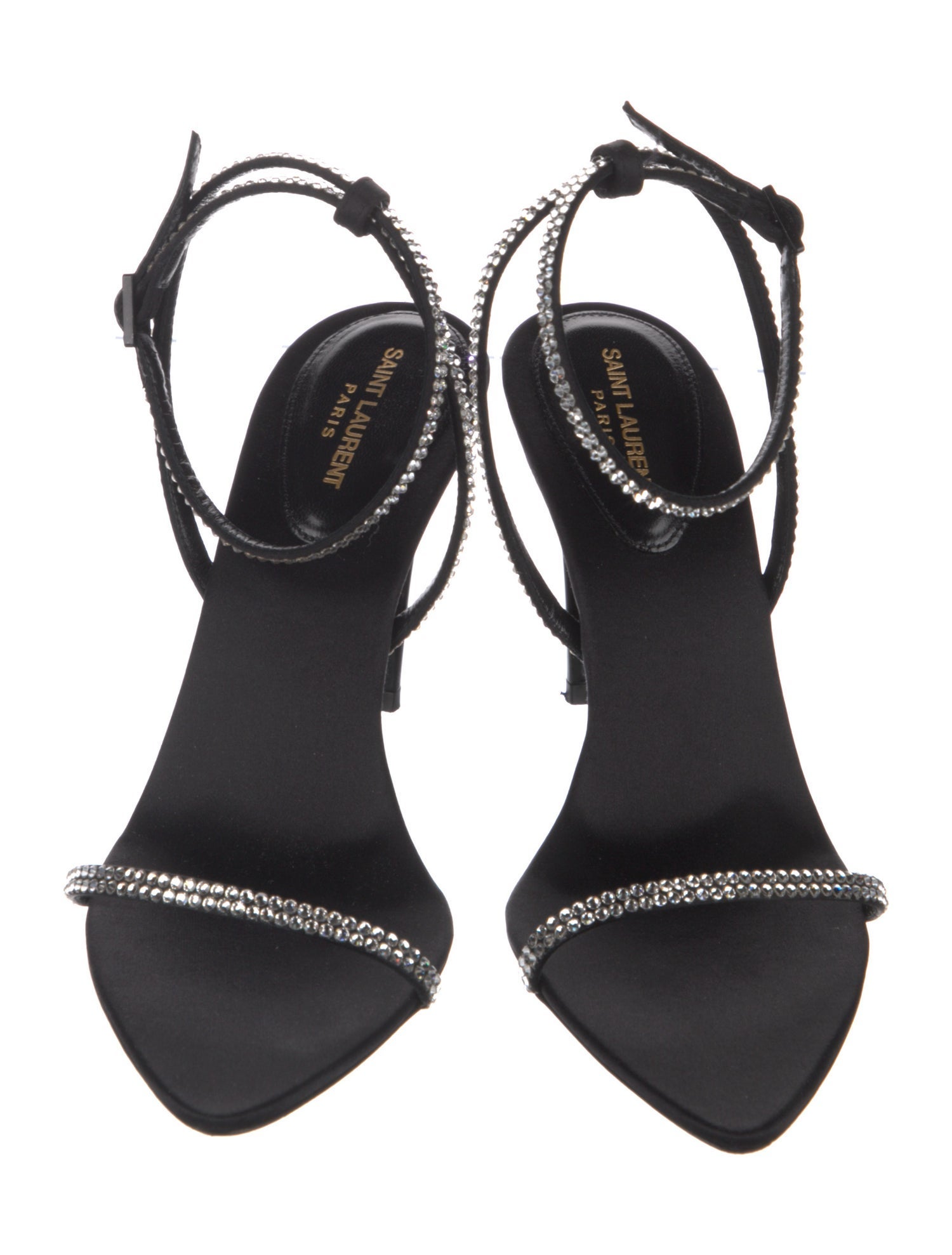 Saint Laurent Satin Crystal Embellishments Sandals