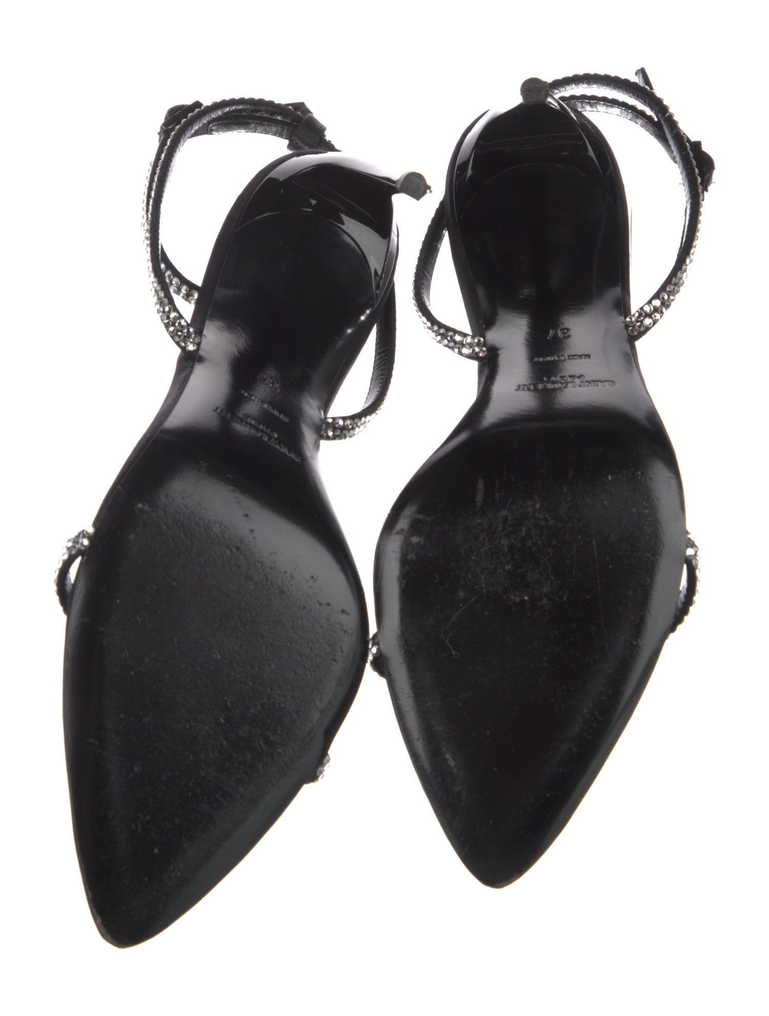 Saint Laurent Satin Crystal Embellishments Sandals