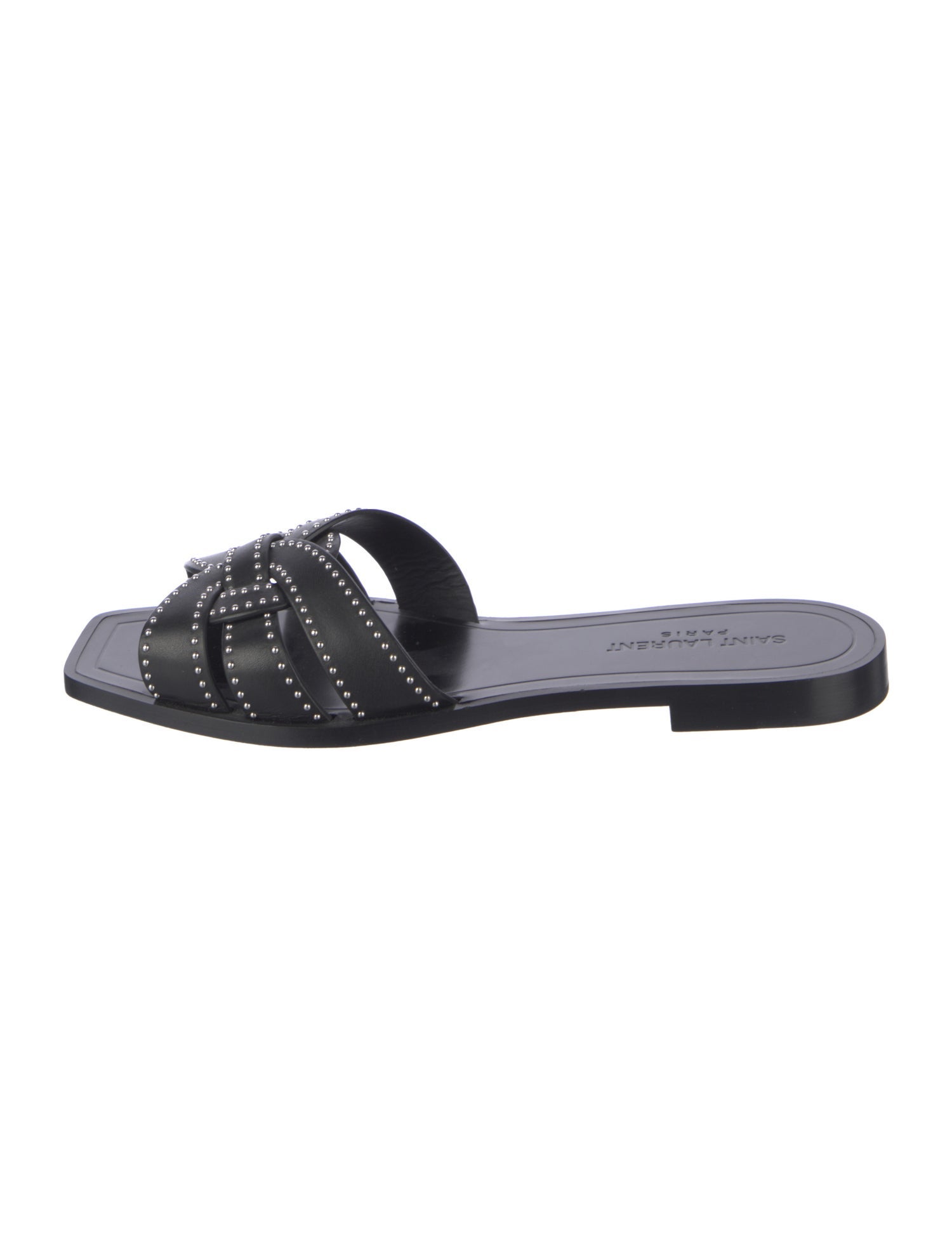 Saint Laurent Leather Studded Accents Slides
