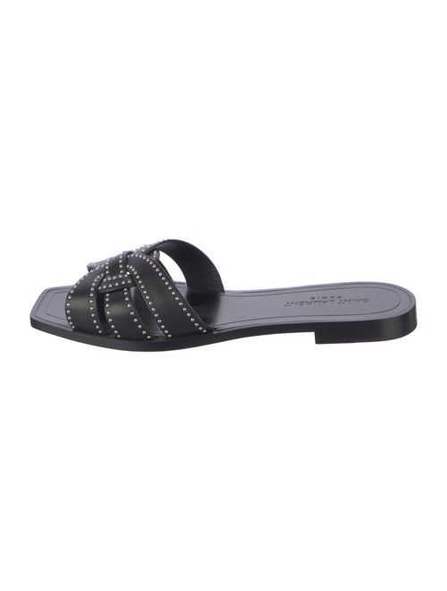 Saint Laurent Leather Studded Accents Slides