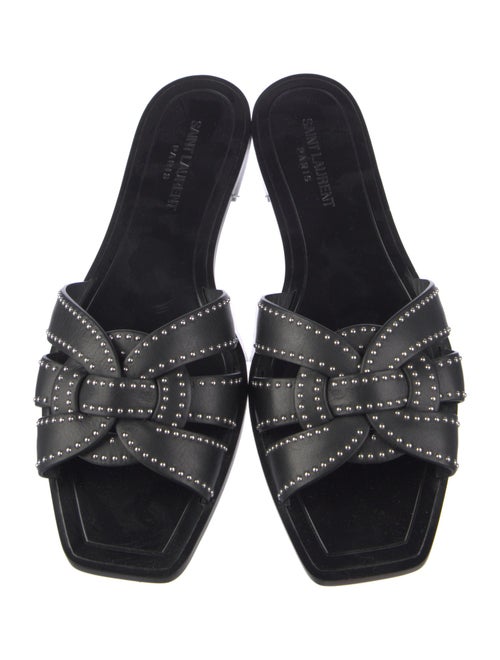 Saint Laurent Leather Studded Accents Slides