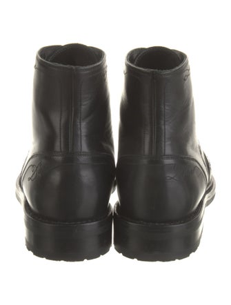 Saint Laurent Leather Embroidered Accent Combat Boots