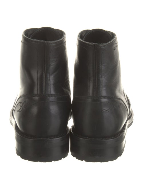 Saint Laurent Leather Embroidered Accent Combat Boots