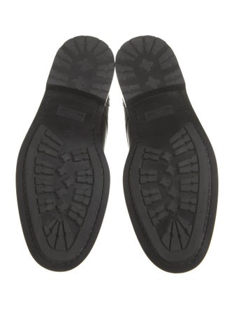 Saint Laurent Leather Embroidered Accent Combat Boots