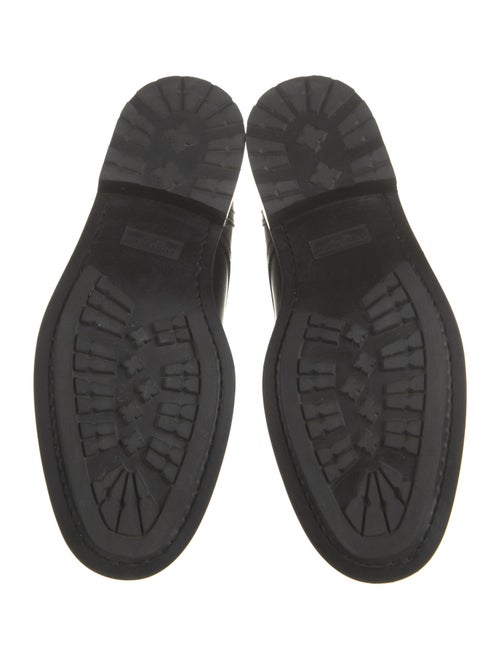 Saint Laurent Leather Embroidered Accent Combat Boots