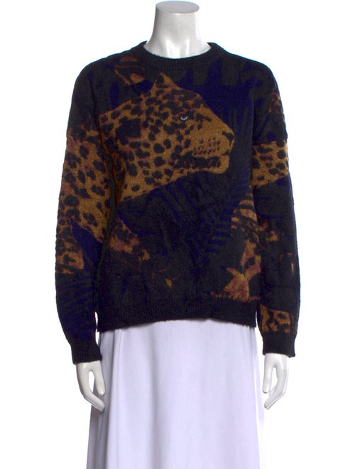 Saint Laurent Animal Print Crew Neck Sweater